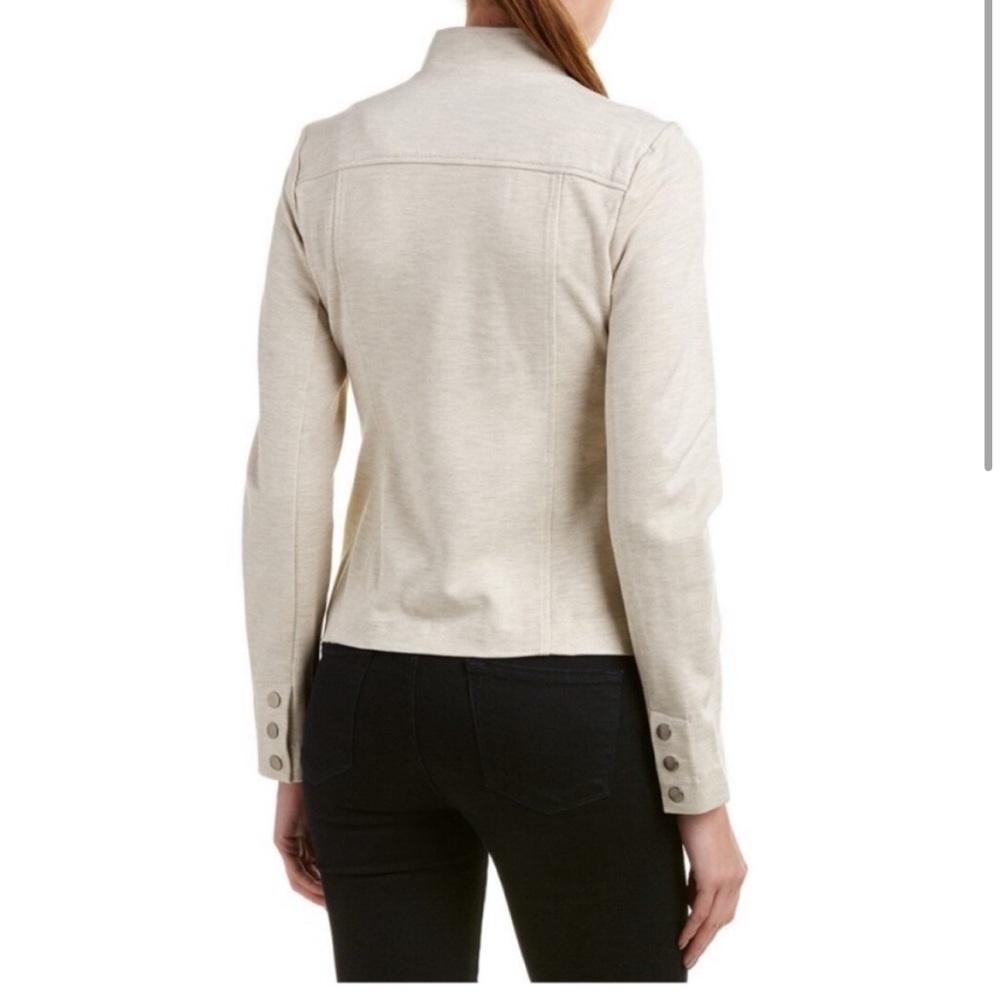 CAbi Charlie Double Breasted Moto Coat Jacket Oatmeal Brown Cream 3028 Sz M - Picture 7 of 11